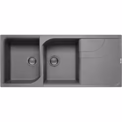 Elleci Ego 500, Lavello montato su piano, Rettangolare, Granitek, Grigio, 2 ciotole, Rettangolare