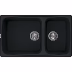 Elleci Fox 450 G40, Lavello montato su piano, Rettangolare, Granitek, Nero, 2 ciotole, Rettangolare