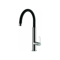 Elleci - Dove MKKDOV86 – Miscelatore da cucina monocomando, da incasso, Acciaio-Nero, canna girevole, 41,5 cm, Acciaio-Nero