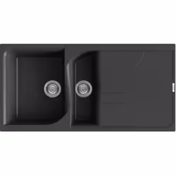 Elleci Ego 475, Lavello montato su piano, Rettangolare, Metaltek, Nero, 2 ciotole, Rettangolare