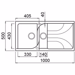 Elleci Ego 475 Lavello montato su piano Rettangolare Metaltek