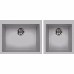 Elleci Quadra 210, Lavello montato su piano, Rettangolare, Metaltek, Alluminio, 2 ciotole, Rettangolare