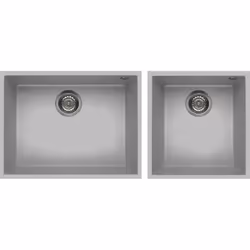Elleci Quadra 210, Lavello montato su piano, Rettangolare, Metaltek, Alluminio, 2 ciotole, Rettangolare