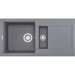Elleci Easy 425, Lavello montato su piano, Rettangolare, Metaltek, Titanio, 2 ciotole, Rettangolare