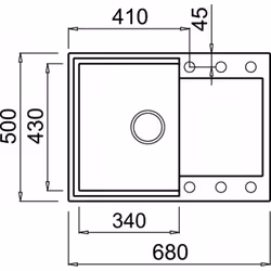 Elleci Easy 135 70 Ghisa Lavello montato su piano Rettangolare Metaltek