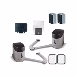 Kit per lautomazione di cancelli a battente con ante fino a 3,5 m, 24 Vdc, a braccio articolato, montaggio esterno.HYKEBDKCE  ...