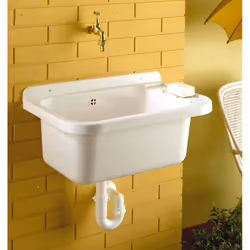 Pilozzo da muro in polipropilene, cm 60x42, completo di staffaggio e kit sifone incluso, colore bianco (esclusa rubinetteria)