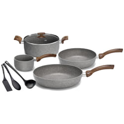 Batteria di Pentole 8 Pezzi in Alluminio Antiaderente Olympia Woody