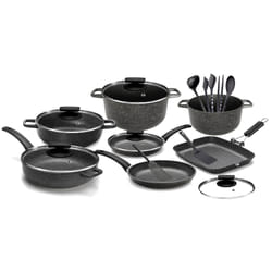 Batteria di Pentole 18 Pezzi in Alluminio Pressofuso Antiaderente Olympia Hard Cook