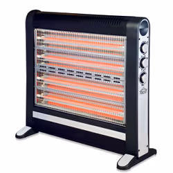 DCG Eltronic SA9724, Riscaldatore di ambienti elettrico al quarzo, Vetro di quarzo, Interno, Nero, 2400 W, 600 W