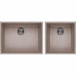 Elleci Quadra 210, Lavello sottopiano, Rettangolare, Granitek, Grigio talpa, 2 ciotole, Rettangolare