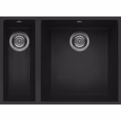 Elleci Quadra 150, Lavello sottopiano, Rettangolare, Granitek, Nero, 2 ciotole, Rettangolare