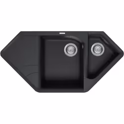 Elleci Ego Corner, Lavello montato su piano, Angolo, Granitek, Antracite, 2 ciotole, Rettangolare