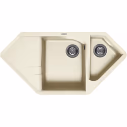 Elleci Ego Corner, Lavello montato su piano, Angolo, Granitek, Bianco, 2 ciotole, Rettangolare