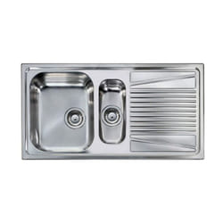 Elleci River 475 LIR475ANSSX – Lavello da incasso 1,5 vasche + gocciolatoio, Acciaio inox satinato antigraffio, 100x50 cm, da incasso, Inox satinato
