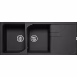 Elleci Ego 500, Lavello montato su piano, Rettangolare, Metaltek, Nero, 2 ciotole, Rettangolare