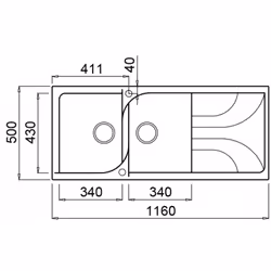 Elleci Ego 500 Lavello montato su piano Rettangolare Metaltek