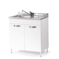 Sottolavello per cucina Bianco Frassinato 2 ante Cm 80x50xH 85