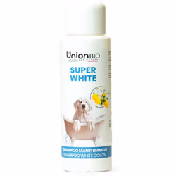 SUPER WHITE shampoo per cani con manti bianchi Formati: 250 mL Marca: Union B.I.O. Shampoo per manti bianchi Sbianca, ravviva ...
