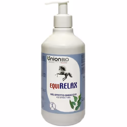 EQUIRELAX Gel effetto ghiaccio che tonifica e rilassa i muscoli per cavalli 500 ml Marca: Union B.I.O. Formato: Flacone da 50 ...