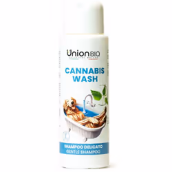 CANNABIS WASH Shampoo delicato a base di estratti vegetali per cani Formati: 250 mL Marca: Union B.I.O. Shampoo delicato a ba ...