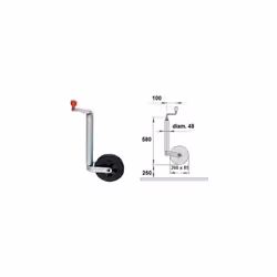 Ruotino d’appoggio con portata fino a 500 kg. Ruotino d’appoggio con portata fino a 500 kg. Dimensioni: 200x50 Ø 48mm