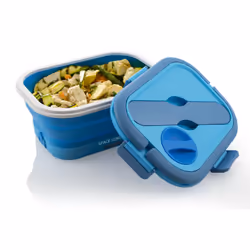 Macom Space Lunch To Go Scaldavivande in silicone pieghevole SalvaSpazio 0,8 L Blu, Bianco Adulto 35 W