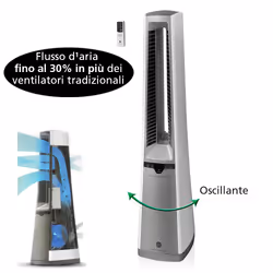 Macom Ventilatore oscillante senza pale, Silenzioso Telecomando incluso Argento - Vista aggiuntiva 6