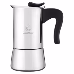 Caffettiera Miss Splendy in acciaio inossidabile dall'apertura ergonomica. Guarnizione in silicone e manico in bachelite. Ada ...