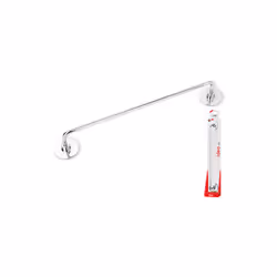 In acciaio cromato con doppia modalità di fissaggio: Adesivo - Viti. Lunghezza 35 cm.