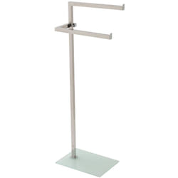 Iperbriko - piantana porta asciugamani bagno doppia acciaio base vetro bianca 20x28xh.86,5cm