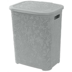 Portabiancheria in plastica 50 litri Flower grigio