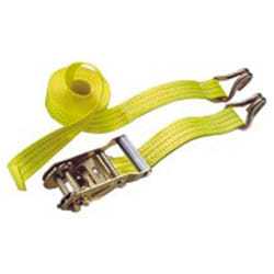 Cinghia con ganci a j e cricchetto colore giallo - mt.4,5 x mm.25h. - portata kg.1000