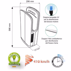 Asciugamani Elettrico con Fotocellula 1450W Vama X Dry Compact BF ABS Bianco