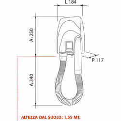 Asciugacapelli Phon da Parete con Tubo 900W Vama Atelier Shaver Bianco