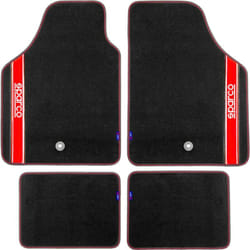 Sparco - Set completo 03763 tappetini moquette auto rosso universali quattro pezzi