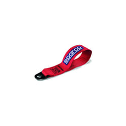 Sparco - gancio traino Tow Strap Racing Rosso con patch Martini Racing ricamata in acciaio alto resistenziale foro 15 mm nastro fisso