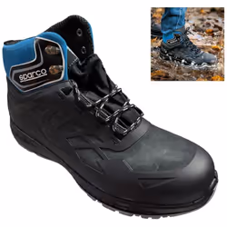 Scarpe di sicurezza Sparco Artic WR SRC nero/azzurro: calzature alte con membrana Water Resistant DRS, ideali per ambienti um ...