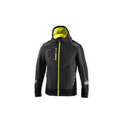 Sparco - York tech soft shell tg xxxl grigio scuro/giallo fluo giacca giubbino da lavoro invernale con cappuccio removibile inserti di rinforzo e