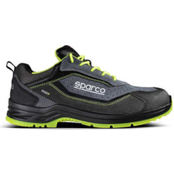 Sparco - Indy Texas S1P esd scarpe basse da lavoro antinfortunistica N.45 in pelle scamosciata e microfibra grigio scuro/verde fluo con puntale per