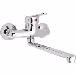 Miscelatore con leva monocomando per lavello a muro della linea Ines di HYDRALL. Le dimensioni ridotte e studiate accuratamen ...