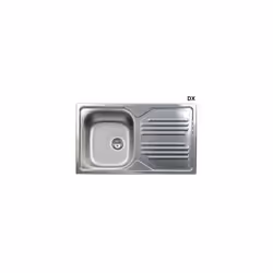Lavello da incasso in acciaio inox. Dimensioni: Lunghezza mm 860, Profondità mm 500.