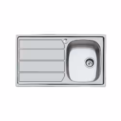 Lavello 1 vasca + gocciolatoio, Base 45 cm, inox spazzolato, acciaio: AISI 304, dimensioni: 860x500 mm, 1 vasca: 340x400 mm, ...