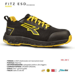 Scarpe Antinfortunistiche UPower Red Ego Fitz S1PS Nero/Giallo 43