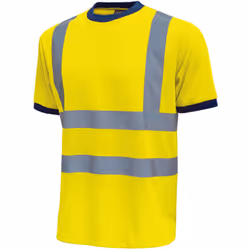 T-Shirt con strisce riflettenti applicate. Collo e bordo manica in costine elasticizzate in colore blu. Fettuccia parasudore. ...