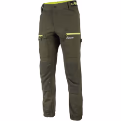 Pantaloni da lavoro stretch in tessuto U-4 idrorepellente, traspirante e ad asciugatura rapida. Il tessuto elasticizzato si m ...