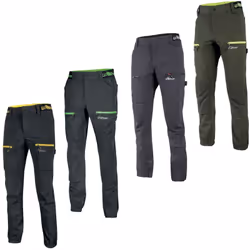 Pantaloni da lavoro stretch in tessuto U-4 idrorepellente, traspirante e ad asciugatura rapida. Il tessuto elasticizzato si m ...