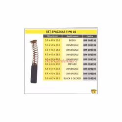 SET SPAZZOLE TIPO 02 misure mm: 5.0 x 4.0 x 15.0 mm BOSCH Codice: 009191 Codice originale: AT