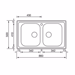 CM cometa 86 x 50 2V Lavello ad incasso Rettangolare Acciaio inox