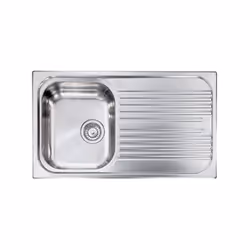 Lavello serie "Atlantic" cm 86x50 vasca destra e gocciolatoio, foro 3", incasso standard, foro incasso cm 83,5 x 47,5 , accia ...